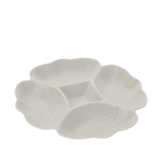 ANTIPASTIERA
PORCELLANA BIANCA
DIA.36CM
RILIEVO ROSELLINE ROMANCE