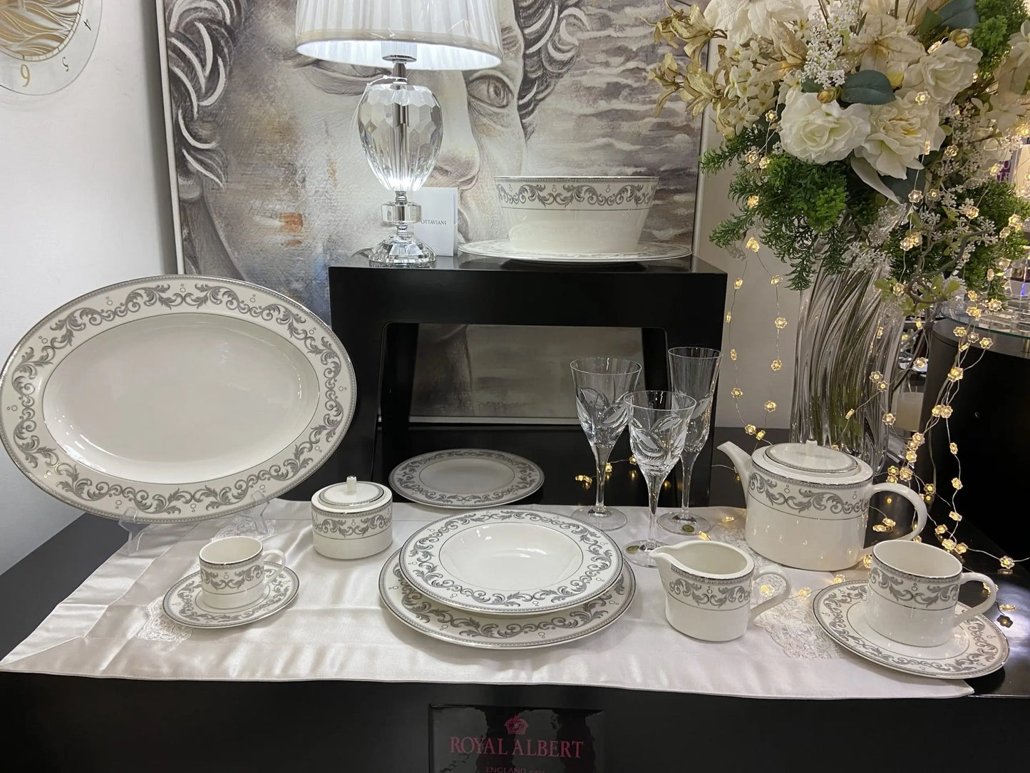 Set Servizio piatti Livellara mod.Palais Royal e Servizio Bicchieri TP Cristal