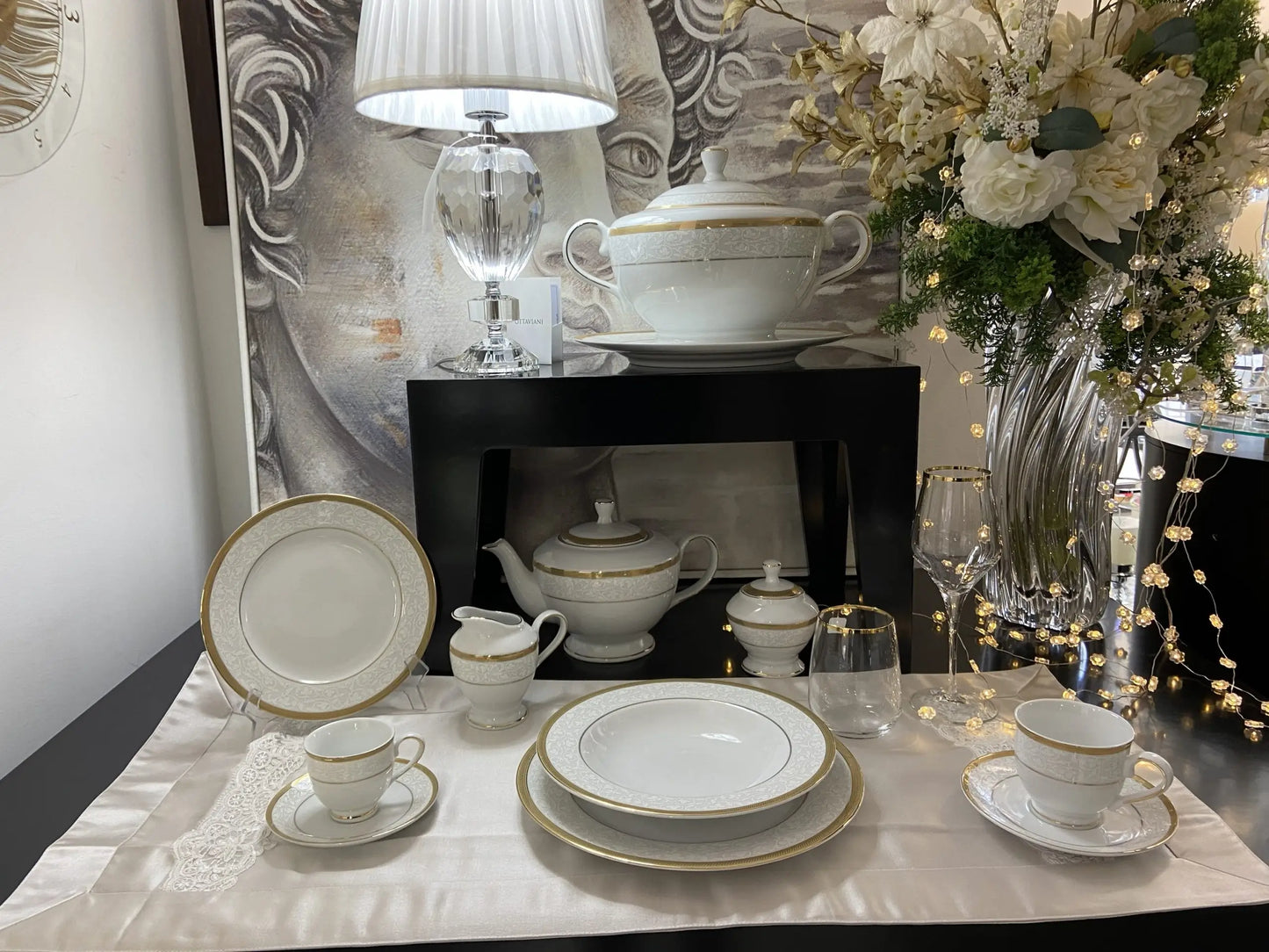 Set Servizio da Tavola Fade Versailles Oro e Servizio BicchieriTp Cristal