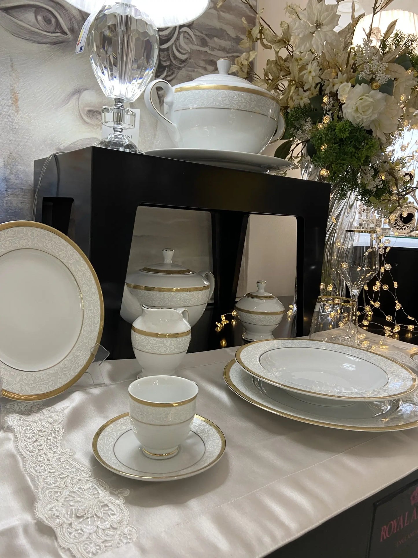 Set Servizio da Tavola Fade Versailles Oro e Servizio BicchieriTp Cristal