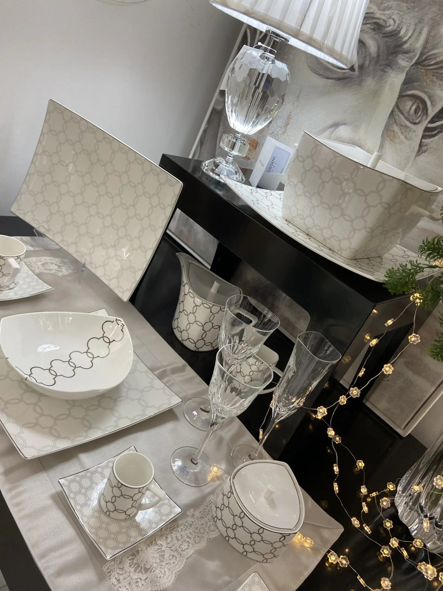 Set servizio da Tavola di Livellara mod. Aragone e Servizio di bicchieri Tp Cristal