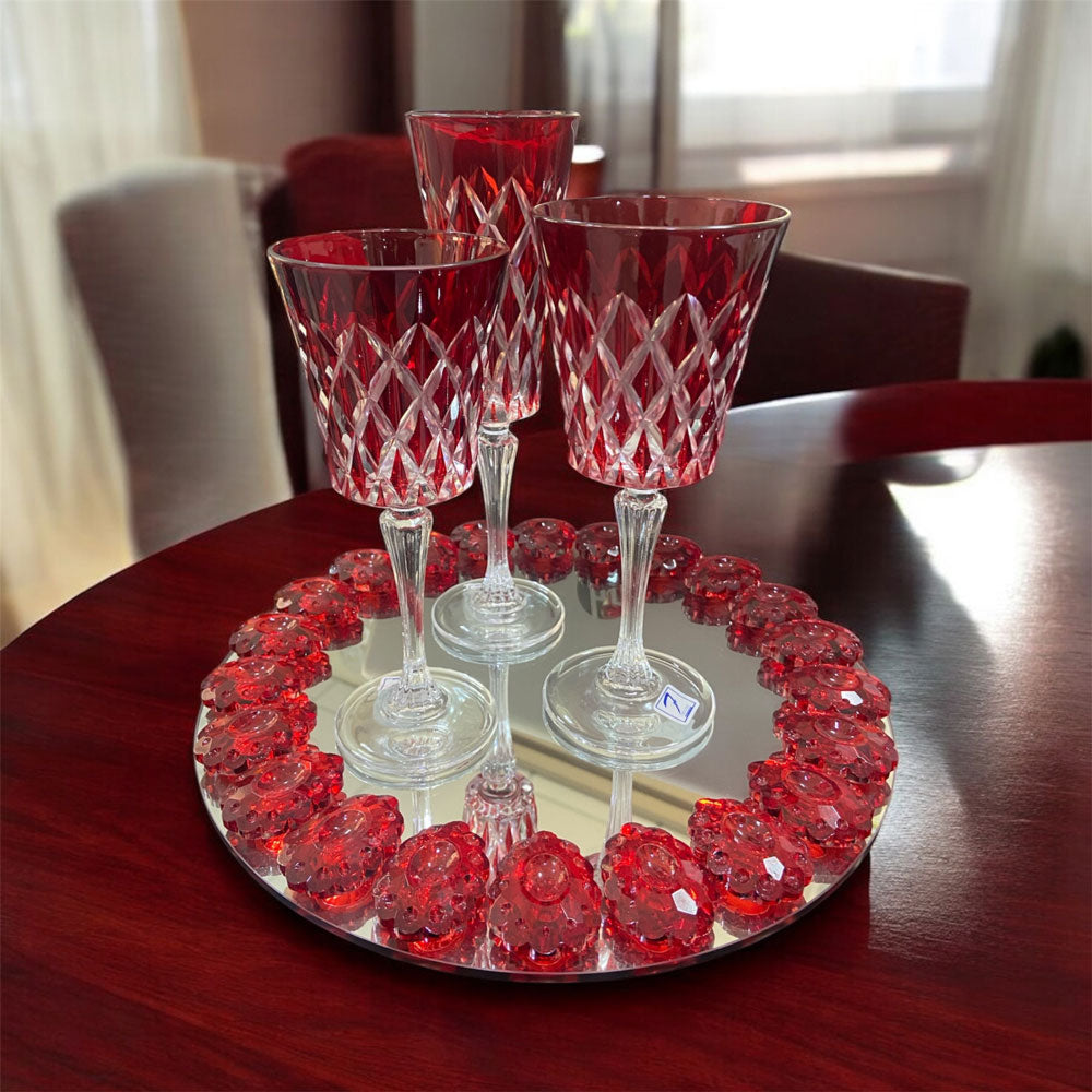 Vassoio Rotondo Girevole Ottaviani in Cristallo Specchiato