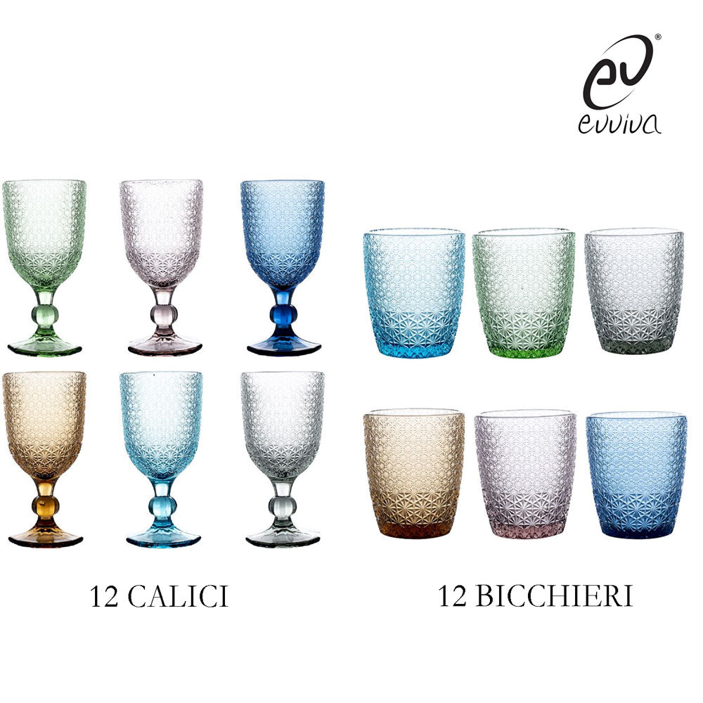 Set 24 Bicchieri e Calici Evviva Collezione Mozart