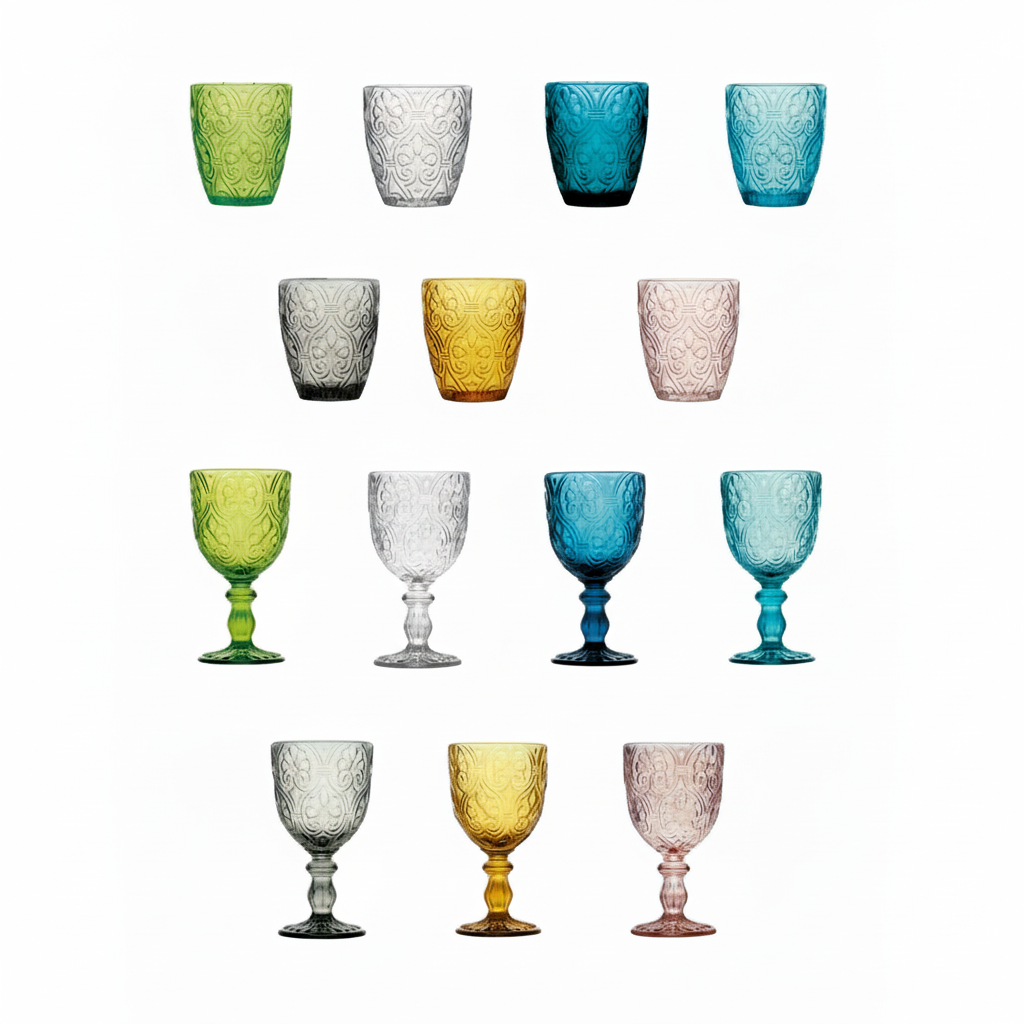 Set 24 pezzi bicchieri in vetro colorato di  fade maison