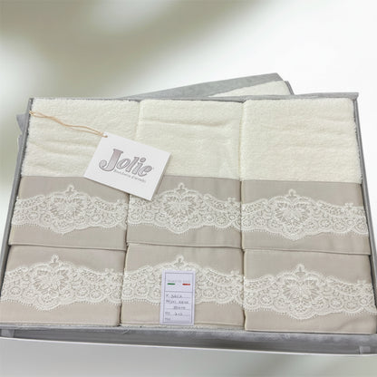 Asciugamani Jolie Modello Dalia in spugna di cotone, morbidi e assorbenti