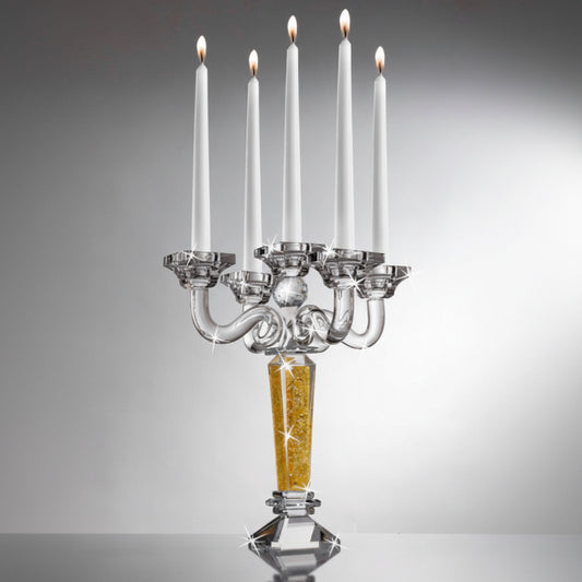 Candeliere ranoldi in cristallo e oro