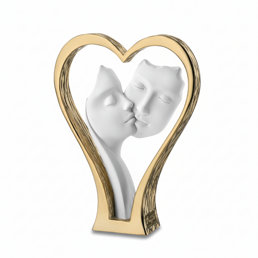 coppia cuori con visi bongelli preziosi h24 scultura decorativa moderna