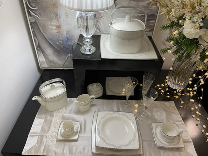 Set Servizio da Tavola di Livellara mod.Emily Silver e Servizio Bicchieri Tp Cristal